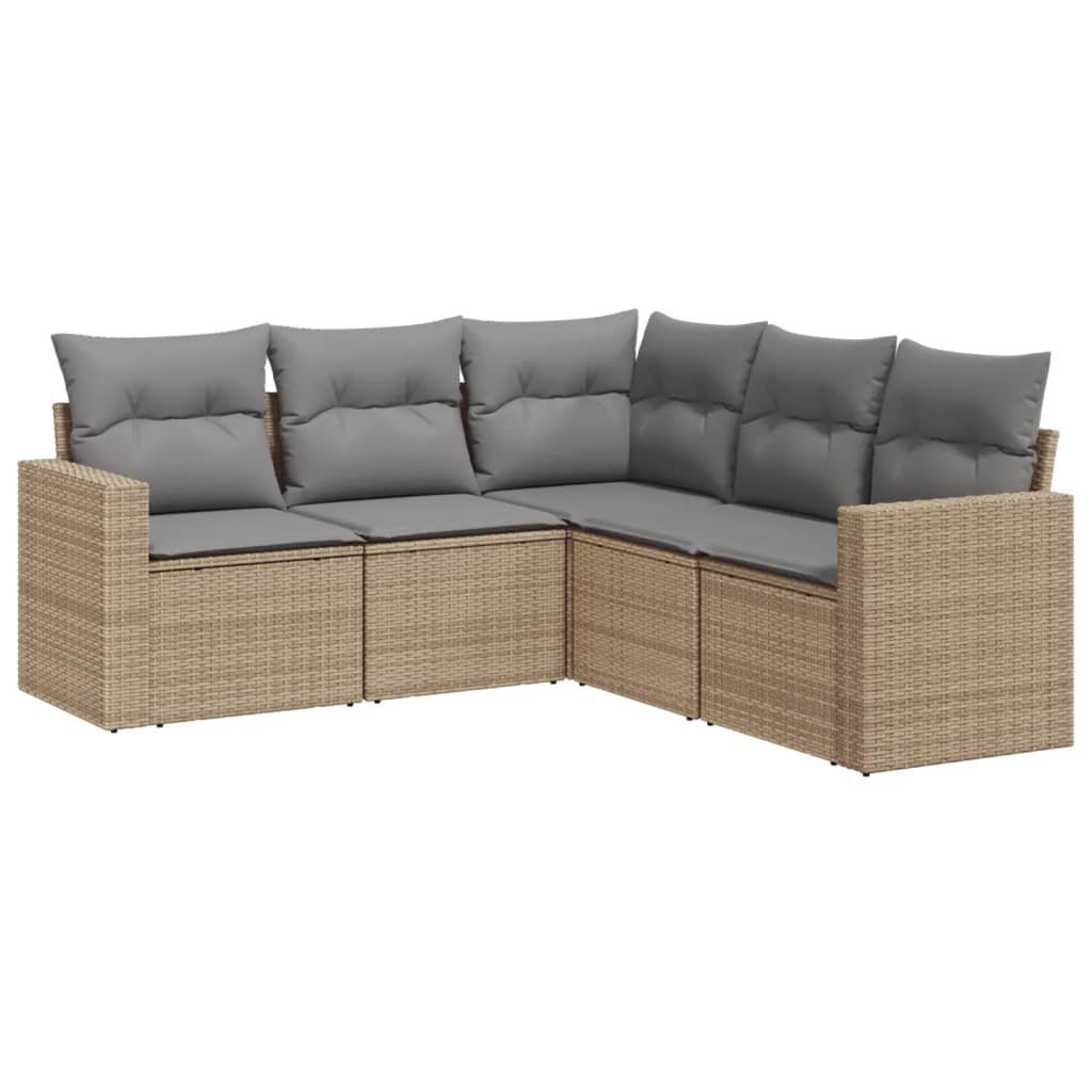 5-dijelni set vrtnih sofa s jastucima bež od poliratana