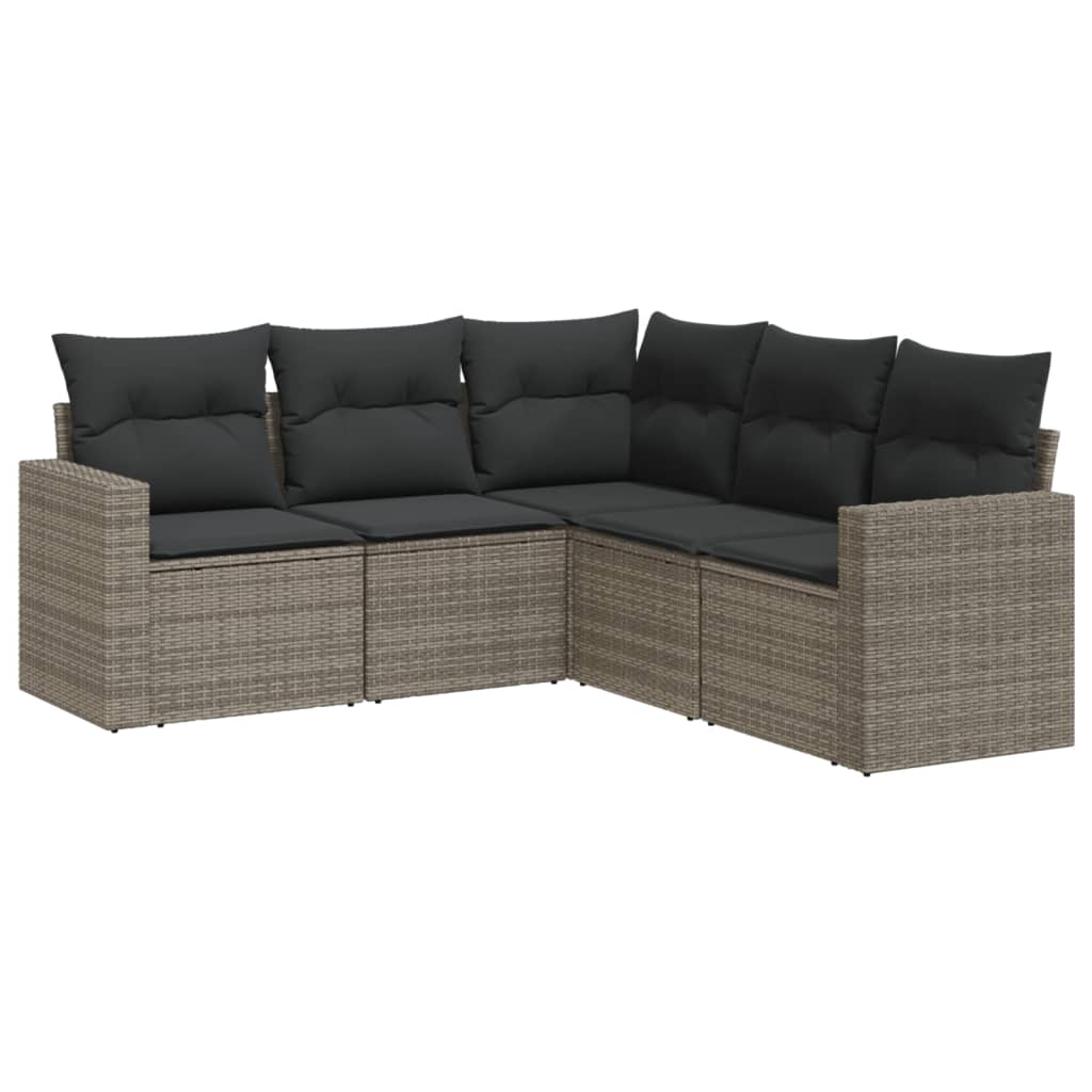 5-dijelna vrtna garnitura od poliratana s jastucima siva