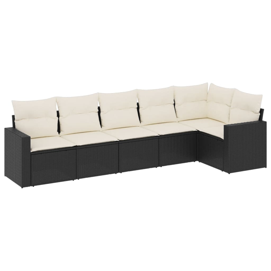 6-dijelni set vrtnih sofa s jastucima crni od poliratana