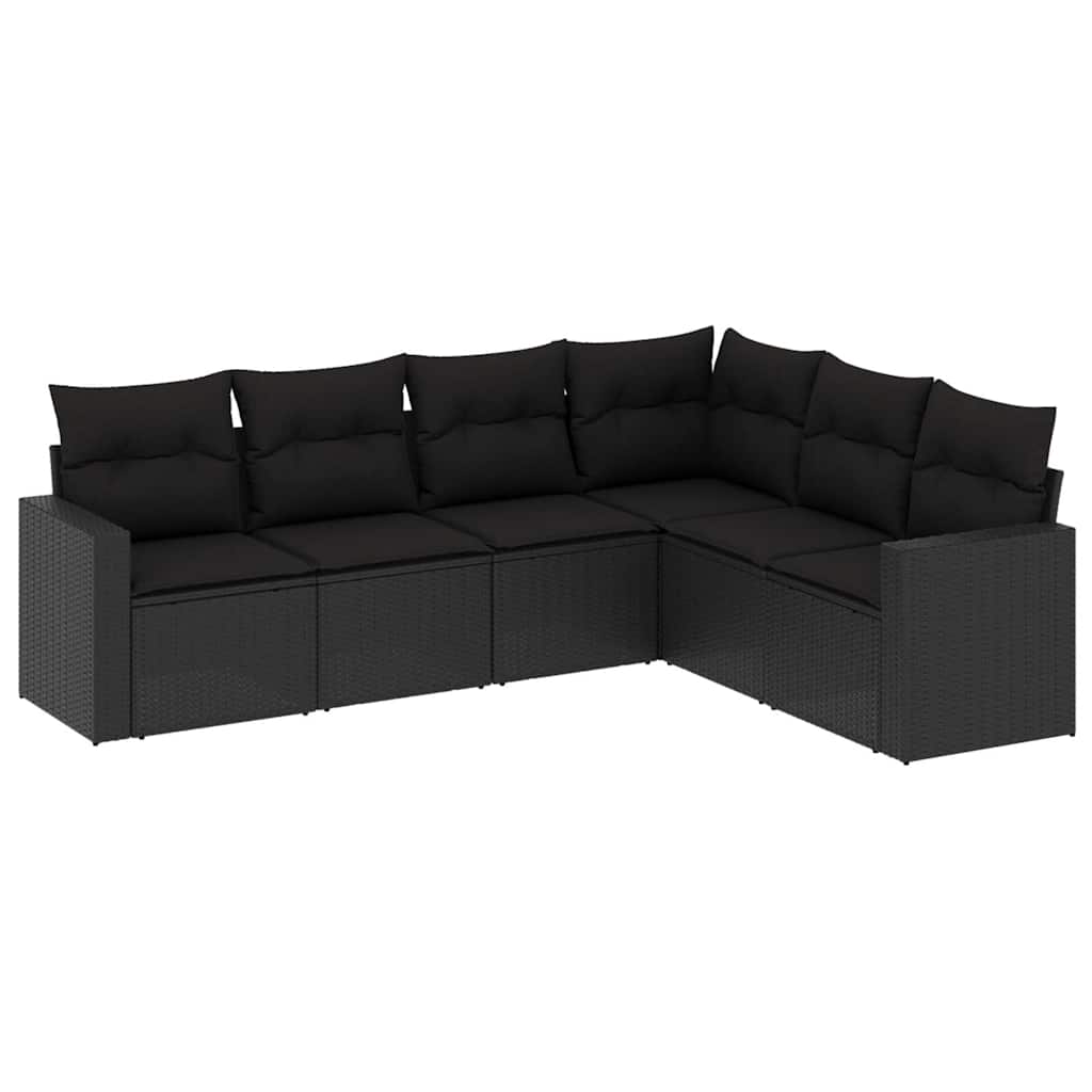 6-dijelni set vrtnih sofa s jastucima crni od poliratana