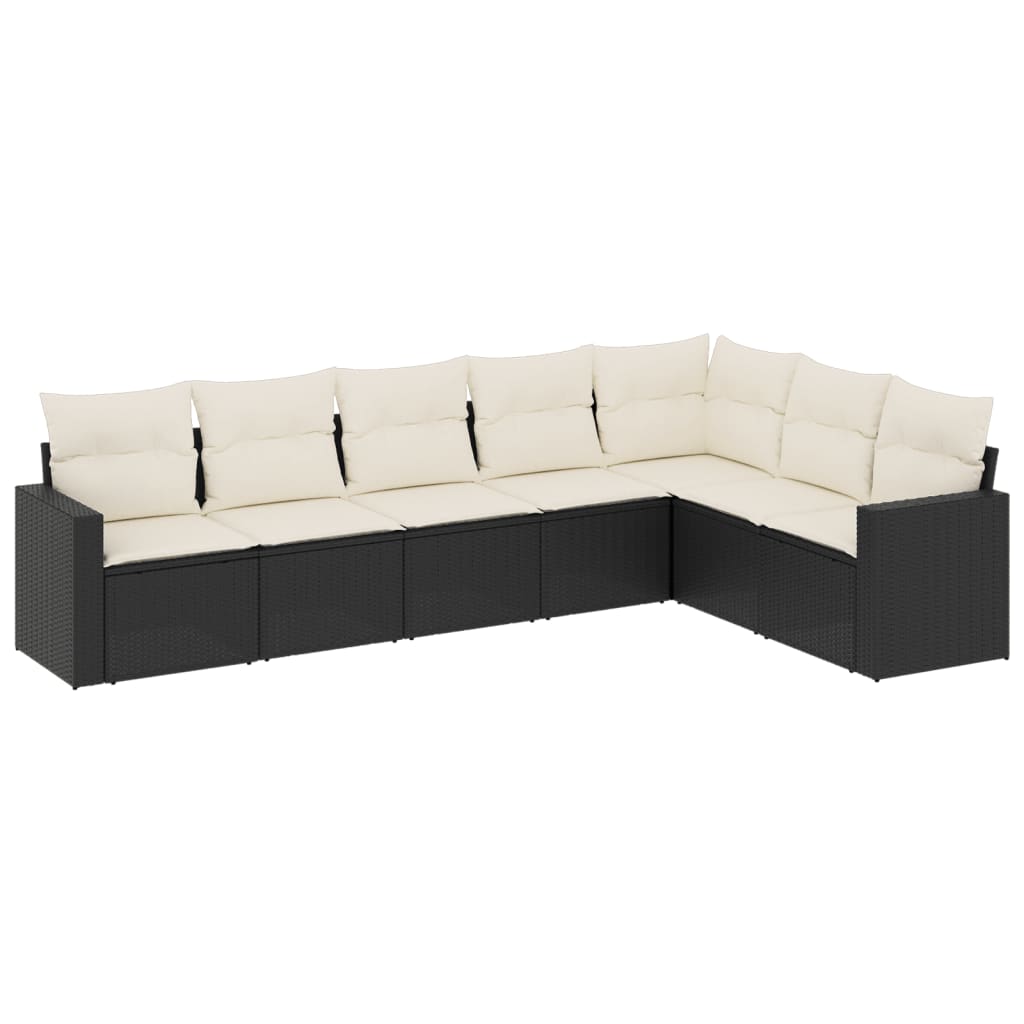 7-dijelni set vrtnih sofa od poliratana s jastucima crni