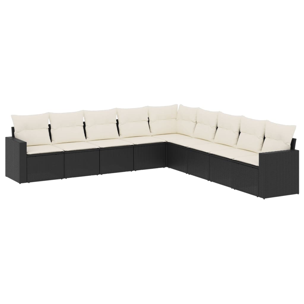 9-dijelni set vrtnih sofa s jastucima crni od poliratana