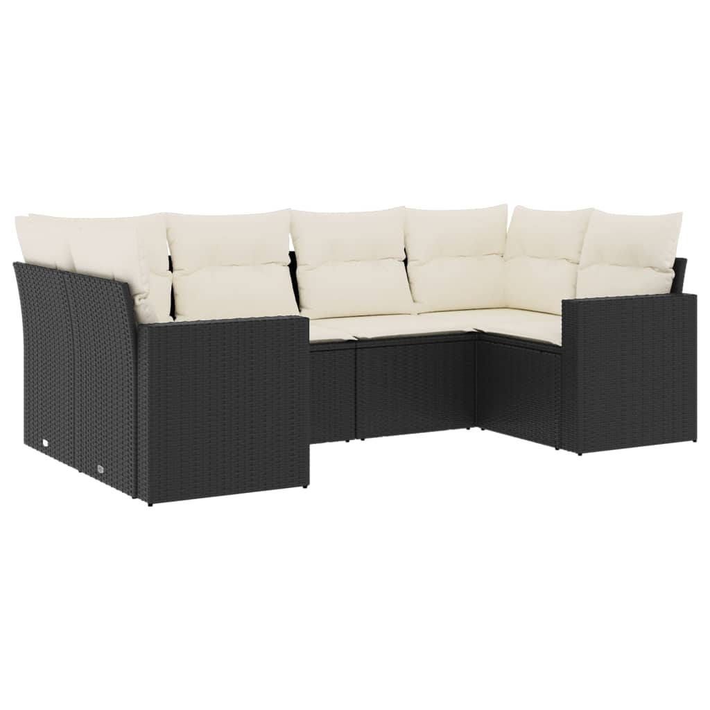 6-dijelni set vrtnih sofa s jastucima crni od poliratana