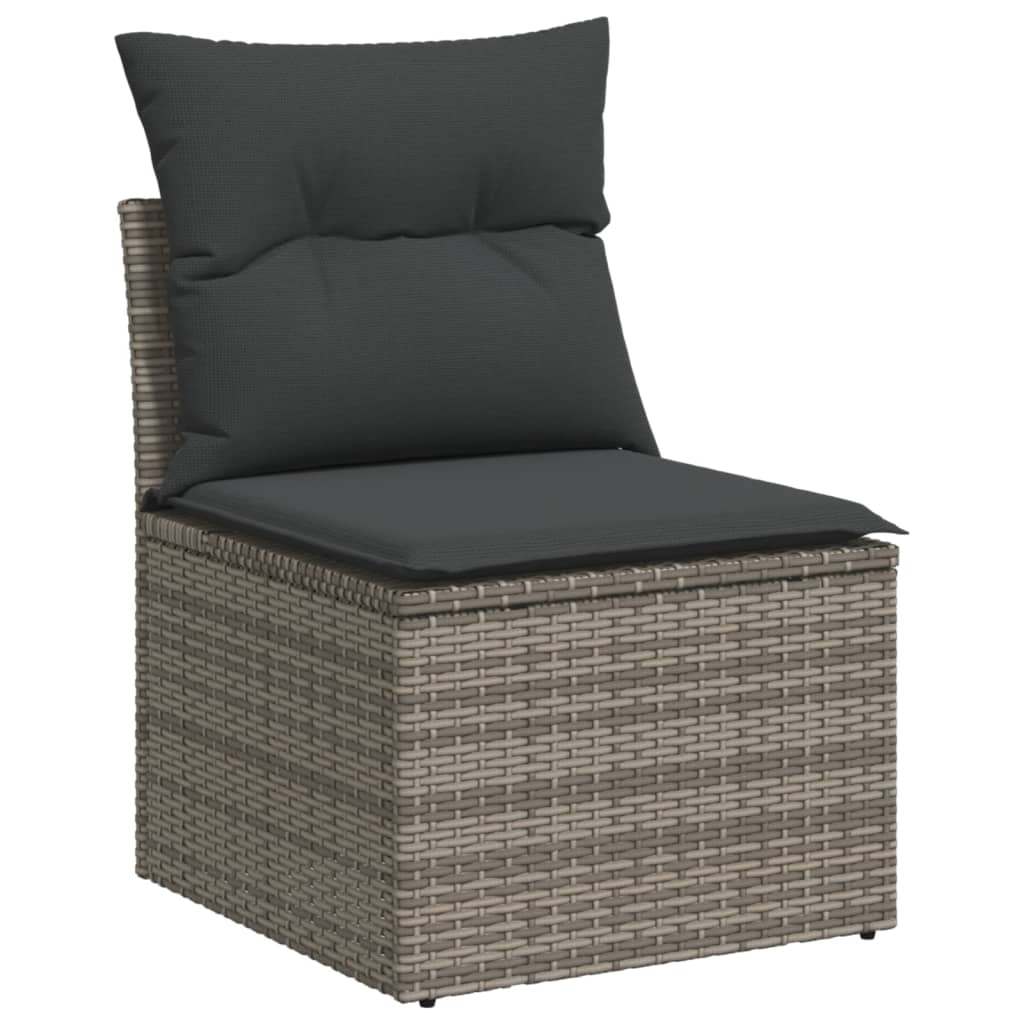 10-dijelni set vrtnih sofa od poliratana s jastucima sivi