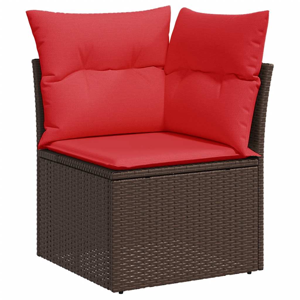 10-dijelni set vrtnih sofa od poliratana s jastucima smeđi