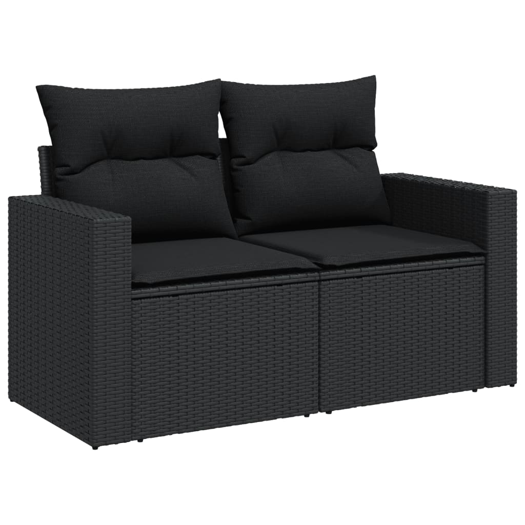 10-dijelni set vrtnih sofa s jastucima crni od poliratana