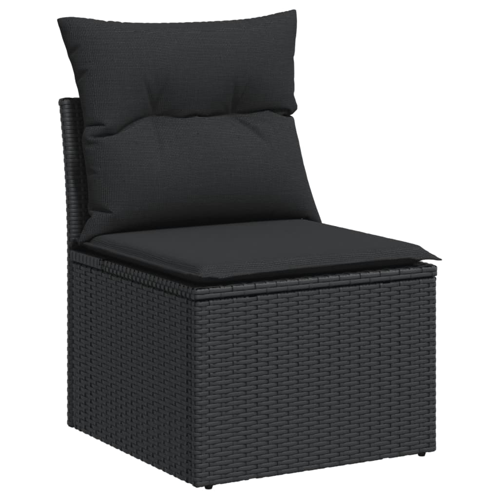 10-dijelni set vrtnih sofa s jastucima crni od poliratana