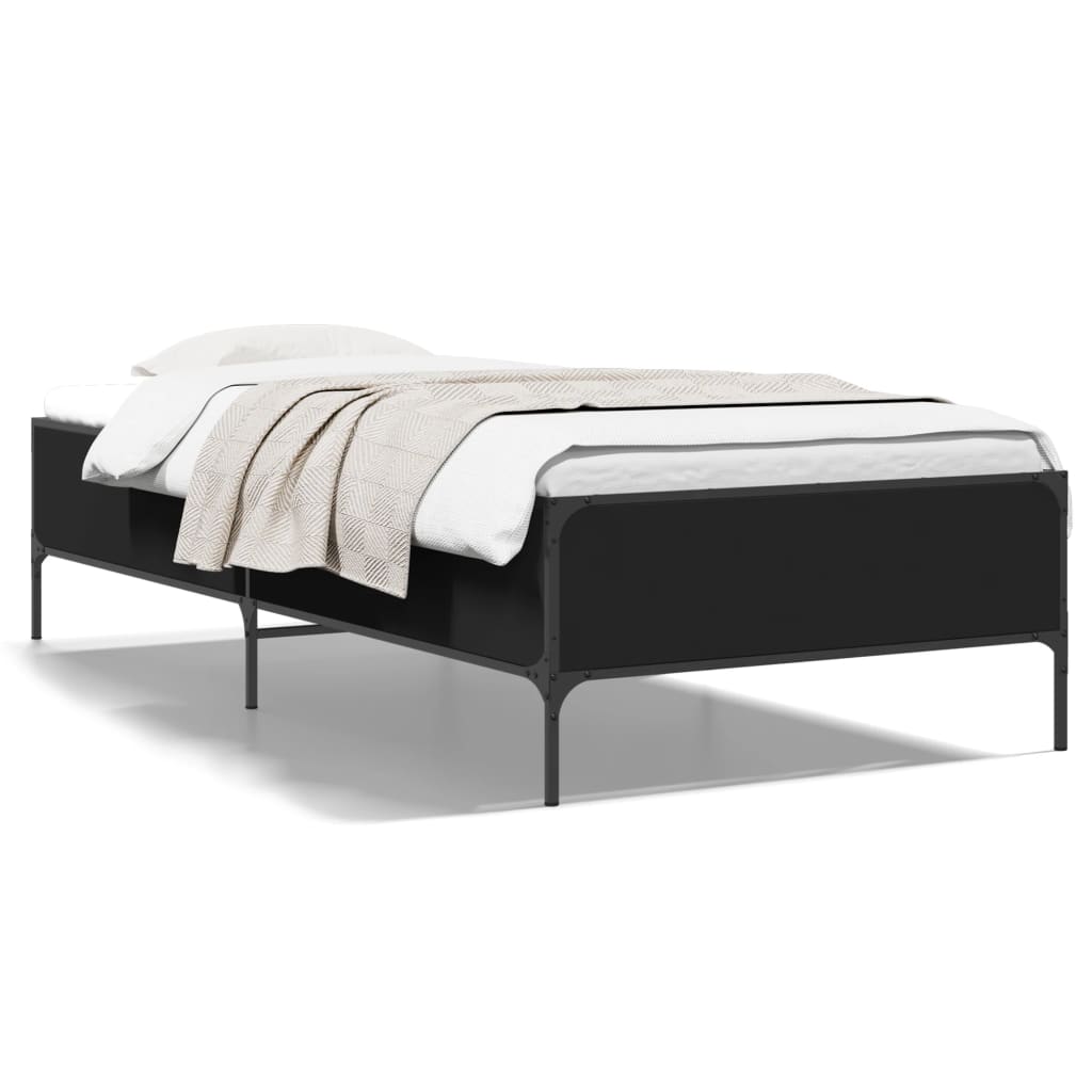 Okvir za krevet crni 100x200 cm konstruirano drvo i metal