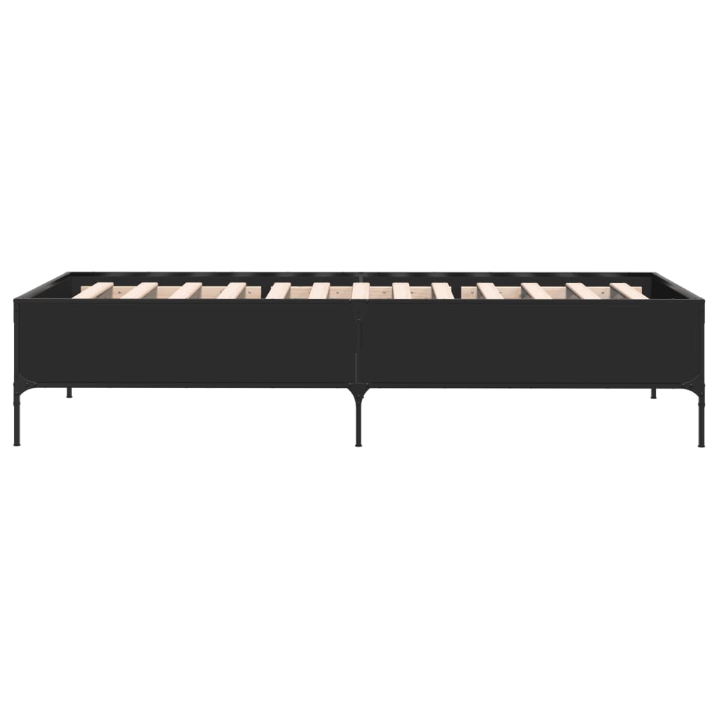 Okvir za krevet crni 100x200 cm konstruirano drvo i metal