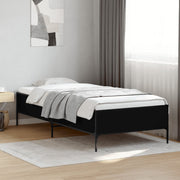 Okvir za krevet crni 100x200 cm konstruirano drvo i metal