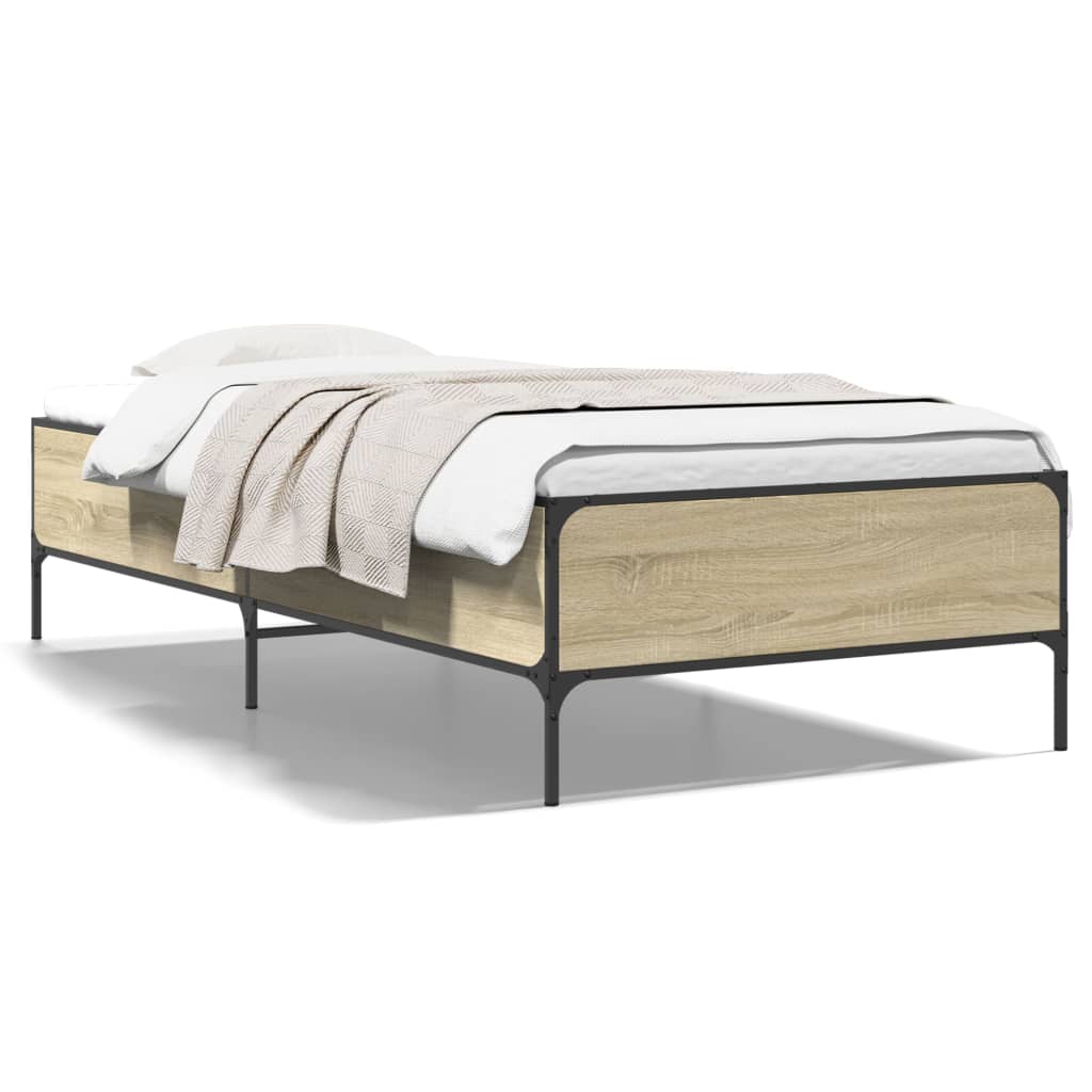 Okvir za krevet boja hrasta 100x200cm konstruirano drvo i metal