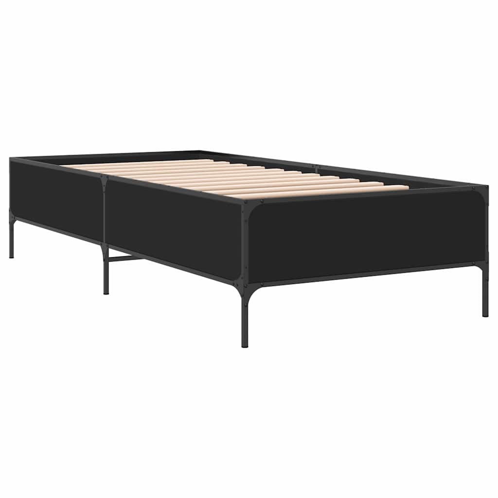 Okvir kreveta crni 90 x 200 cm konstruirano drvo i metal