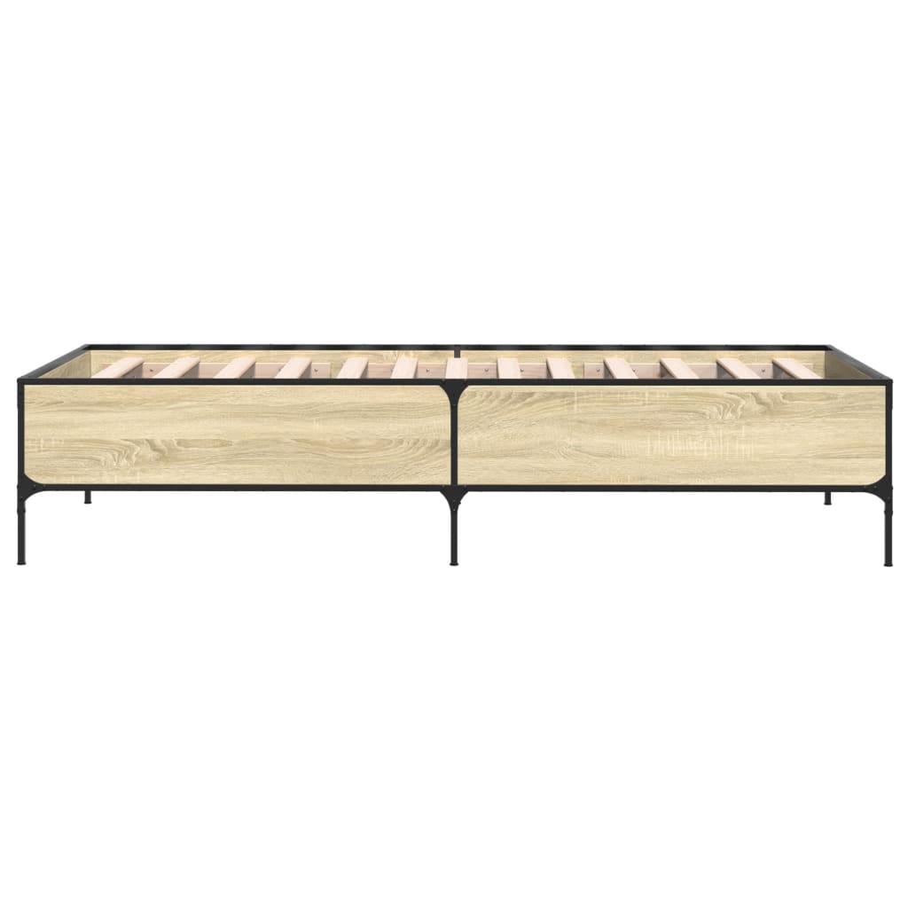 Okvir za krevet boja hrasta 90x200 cm konstruirano drvo i metal