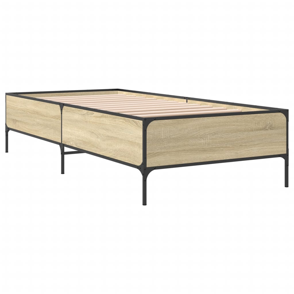 Okvir za krevet boja hrasta 90x200 cm konstruirano drvo i metal