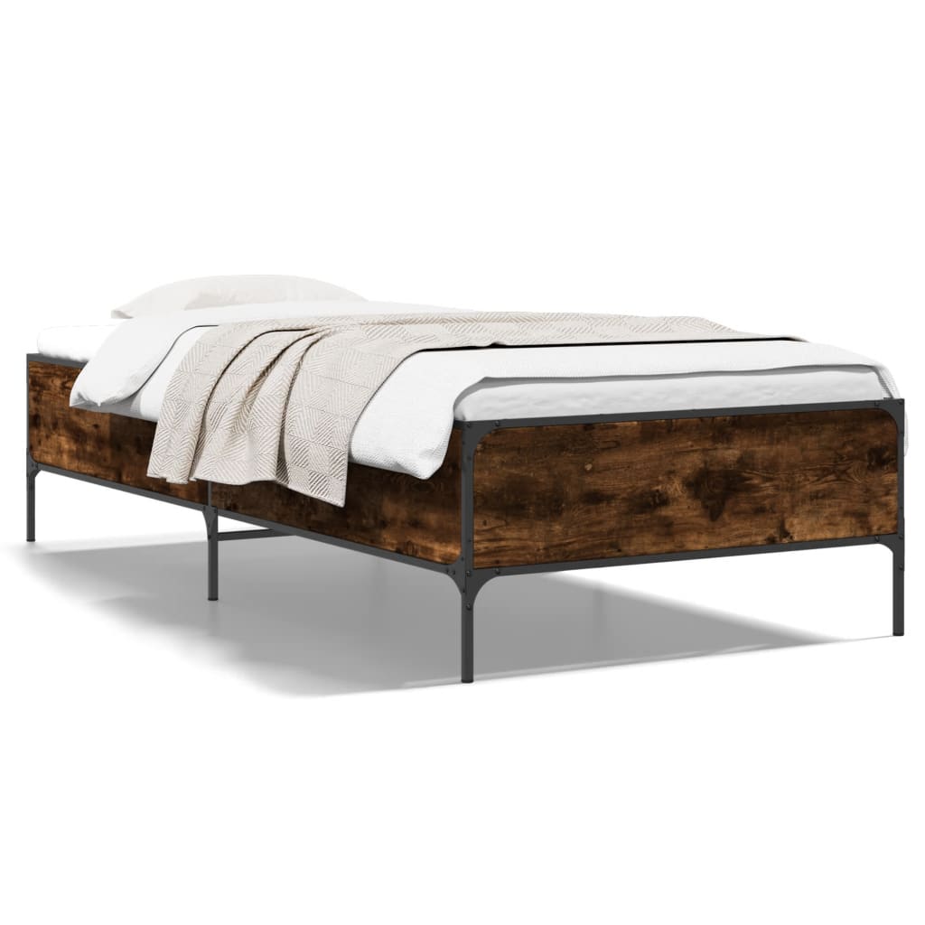 Okvir za krevet boja hrasta 90x200 cm konstruirano drvo i metal