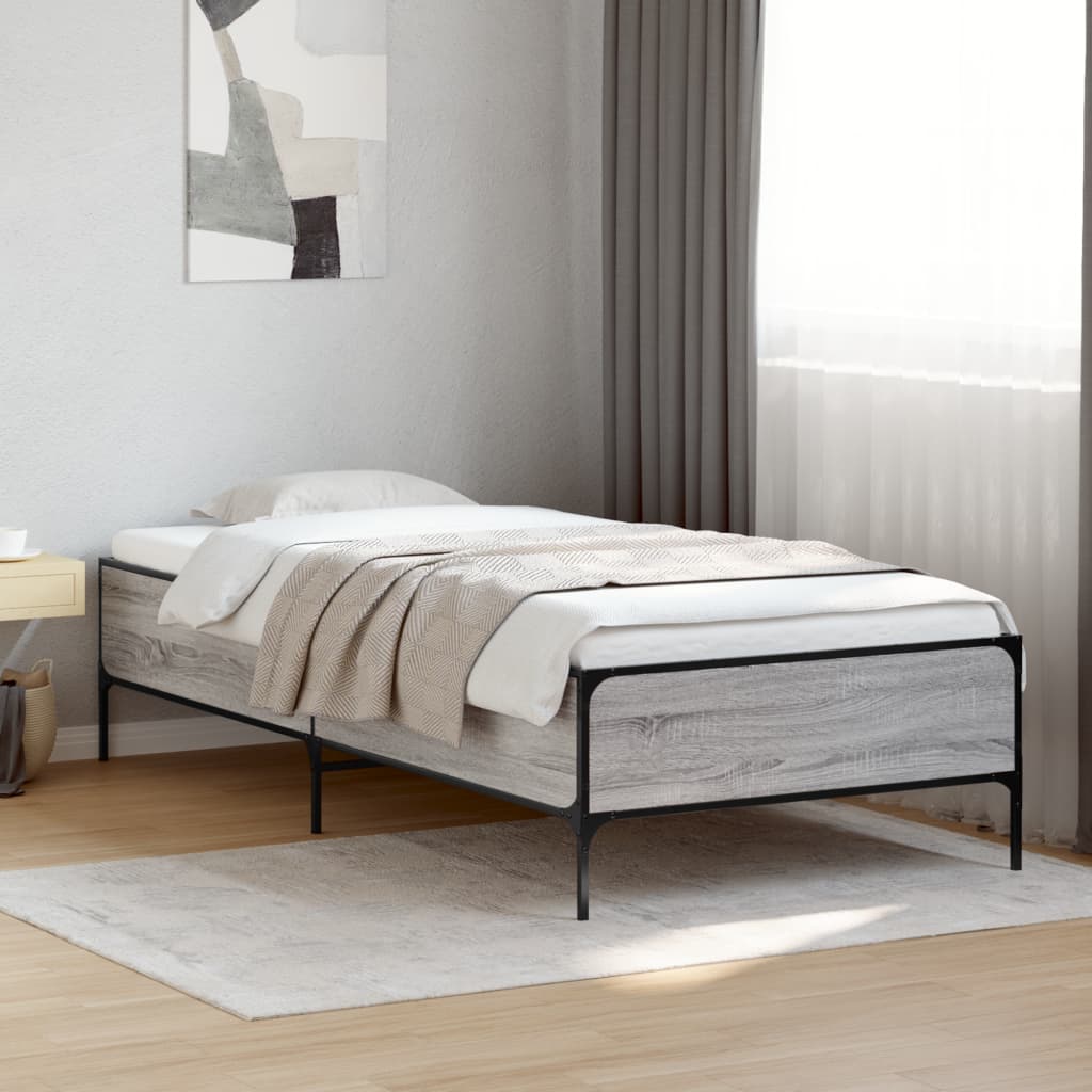 Okvir za krevet boja hrasta 90x200 cm konstruirano drvo i metal