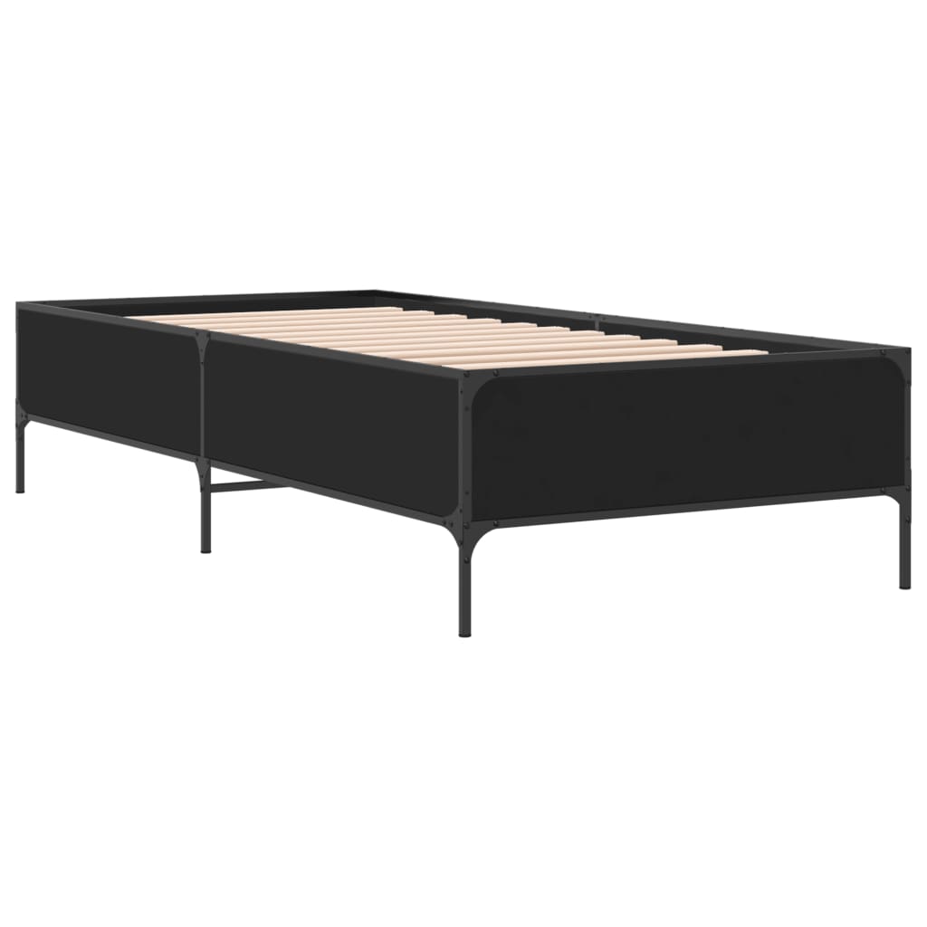 Okvir za krevet crni 90 x 190 cm od konstruiranog drvo i metal