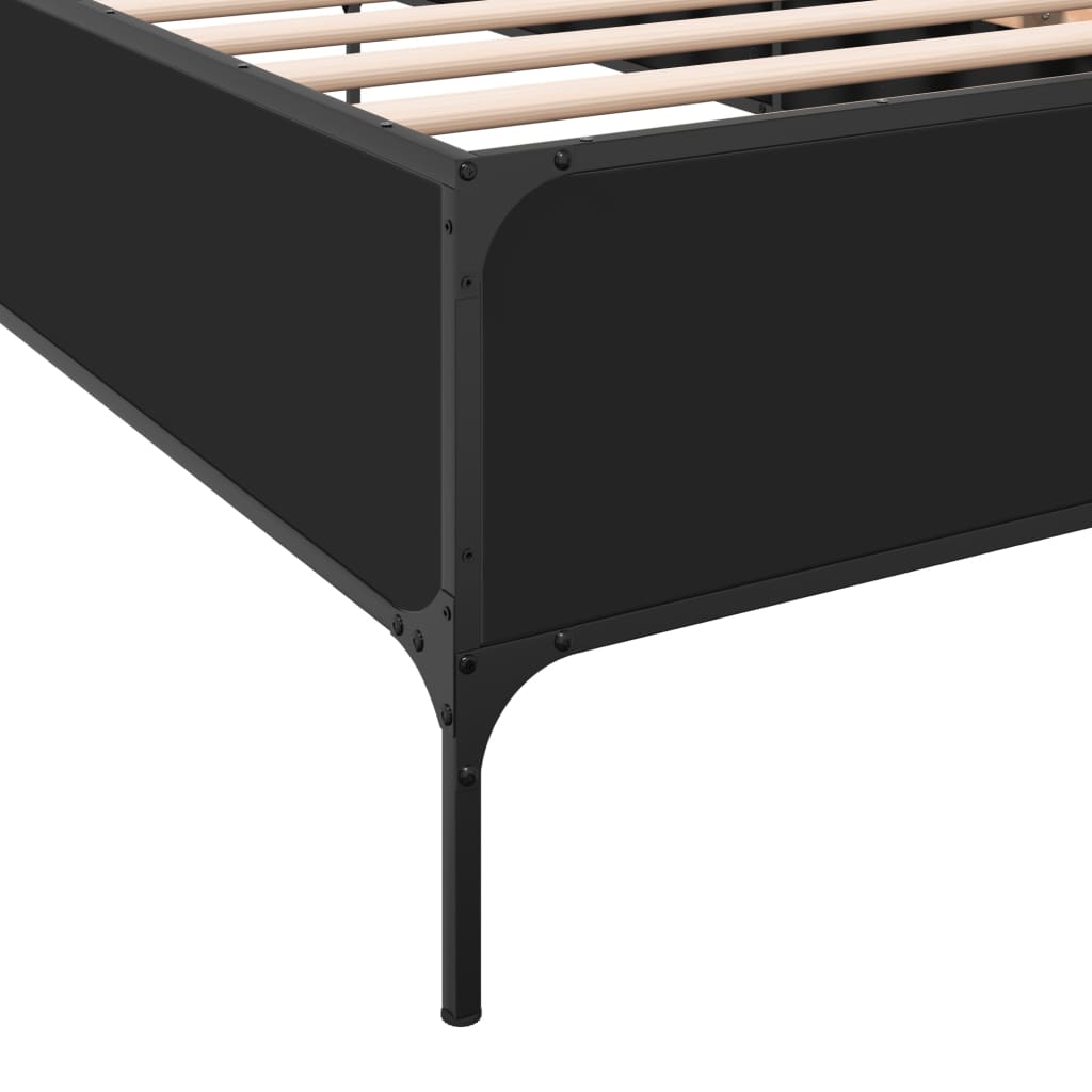 Okvir za krevet crni 90 x 190 cm od konstruiranog drvo i metal