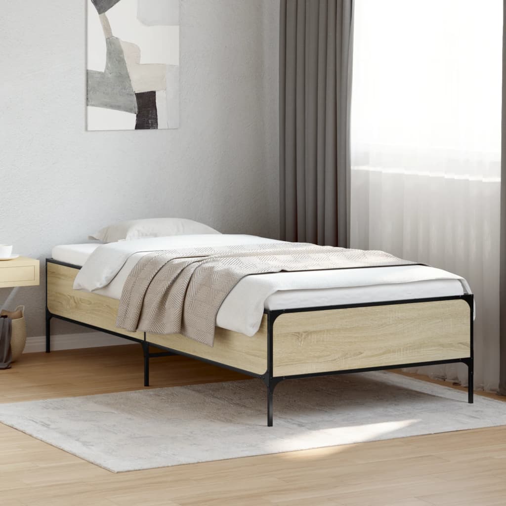 Okvir za krevet boja hrasta 90x190 cm konstruirano drvo i metal