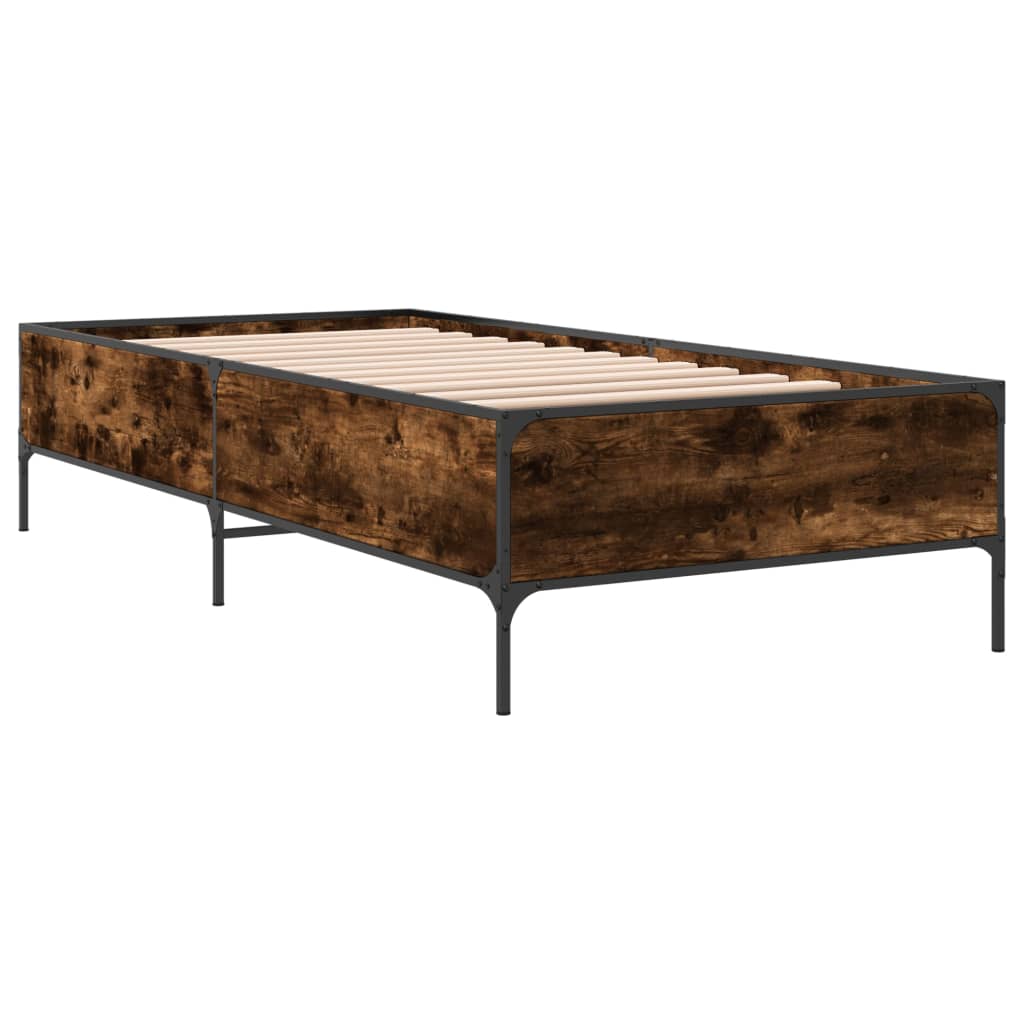 Okvir krevet boja hrasta 90 x 190 cm konstruirano drvo i metal