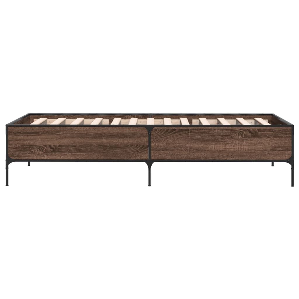 Okvir za krevet smeđi hrast 90x190 cm konstruirano drvo i metal