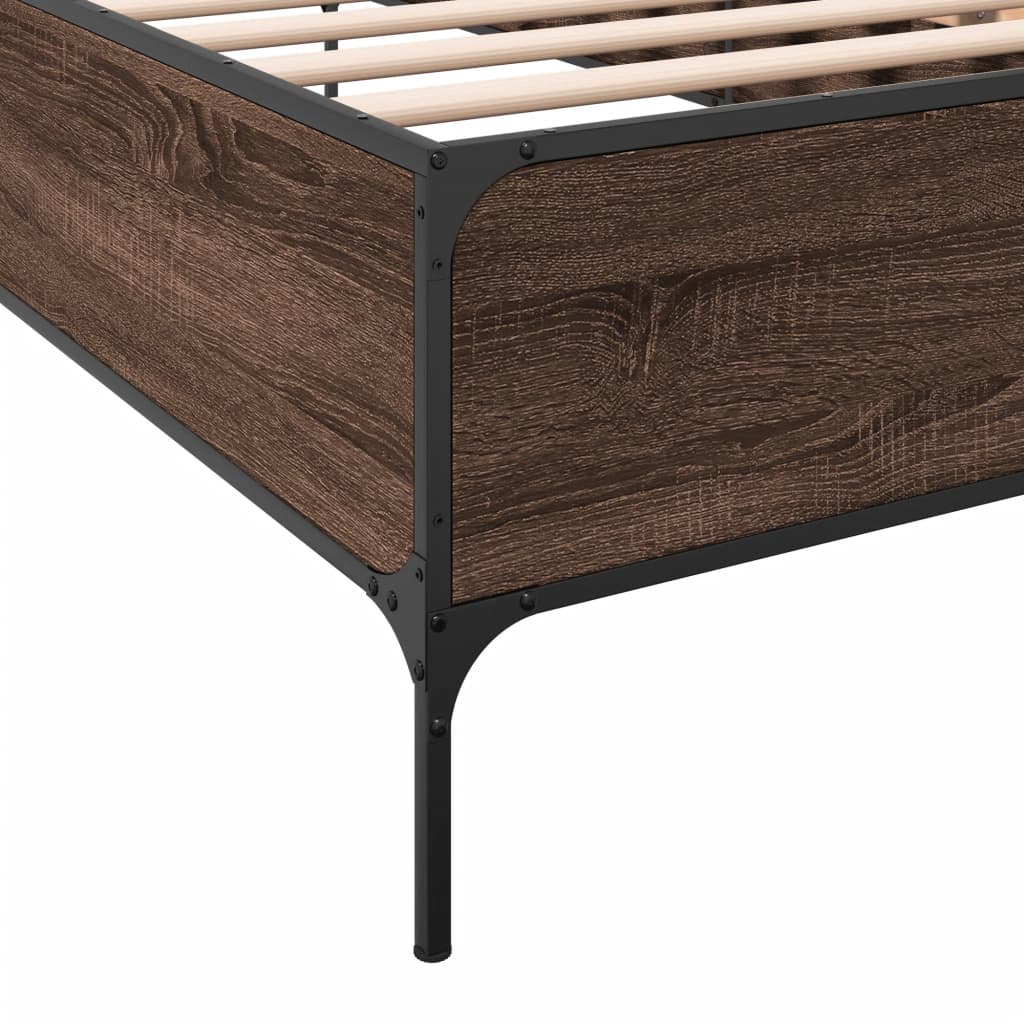 Okvir za krevet smeđi hrast 90x190 cm konstruirano drvo i metal