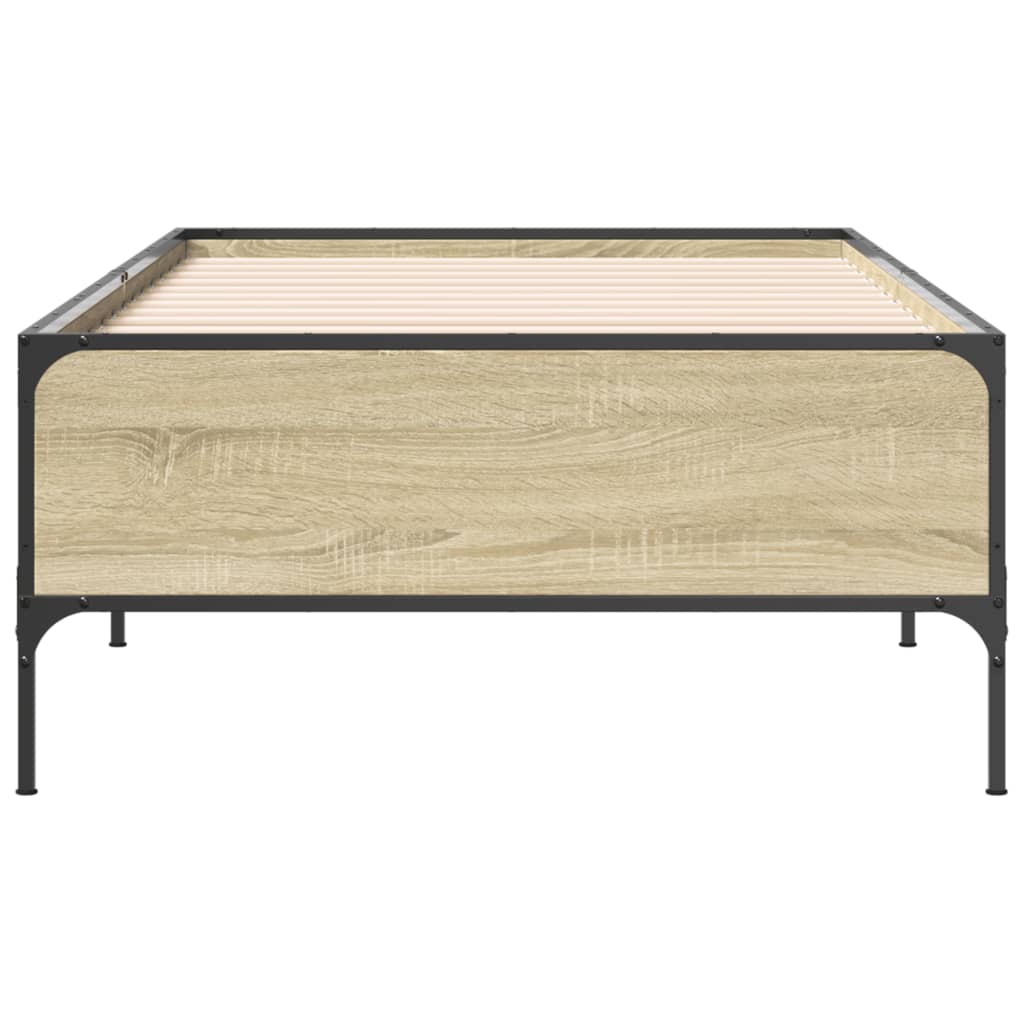 Okvir za krevet boja hrasta 75x190 cm konstruirano drvo i metal