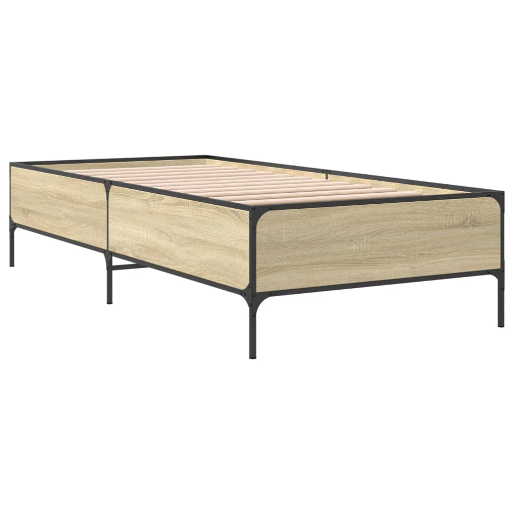 Okvir za krevet boja hrasta 75x190 cm konstruirano drvo i metal