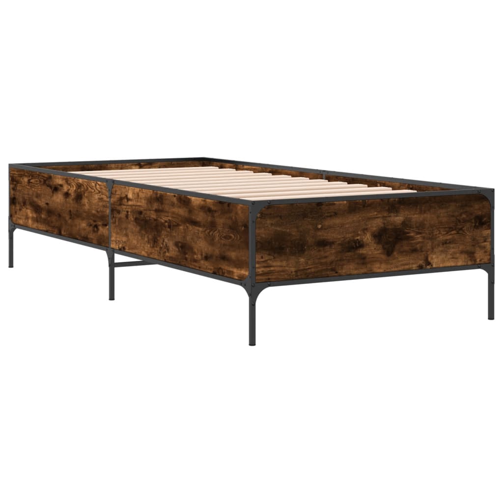 Okvir kreveta boja hrasta 75 x 190 cm konstruirano drvo i metal