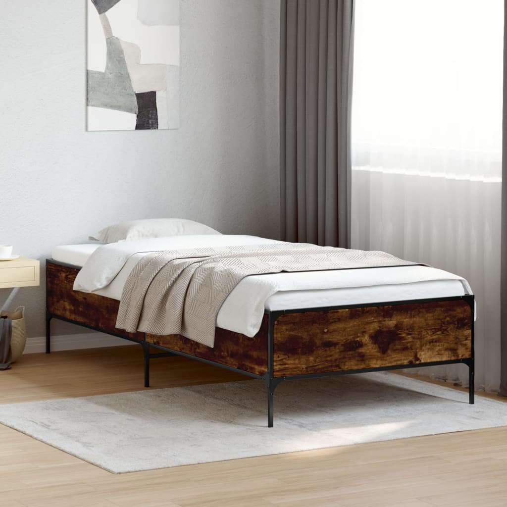 Okvir kreveta boja hrasta 75 x 190 cm konstruirano drvo i metal