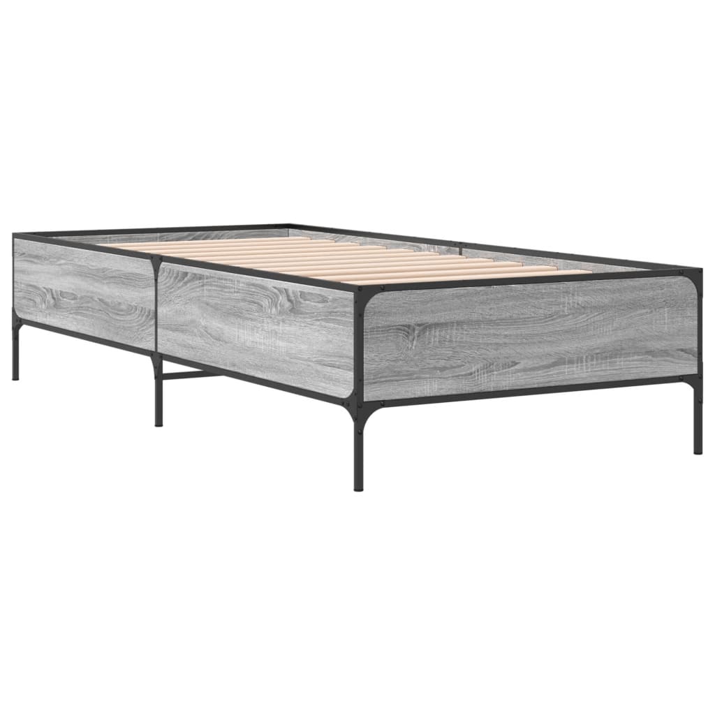 Okvir za krevet boja hrasta 75x190 cm konstruirano drvo i metal