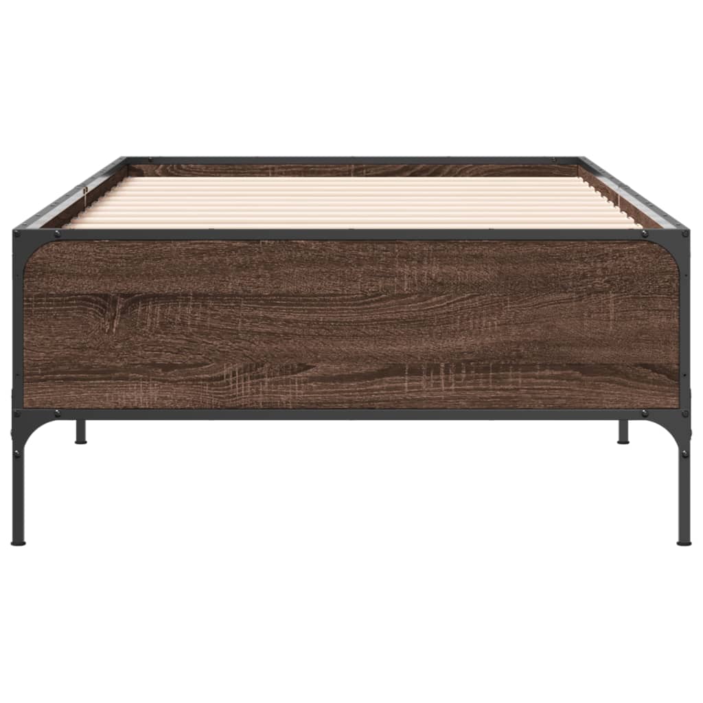 Okvir za krevet smeđi hrast 75x190 cm konstruirano drvo i metal