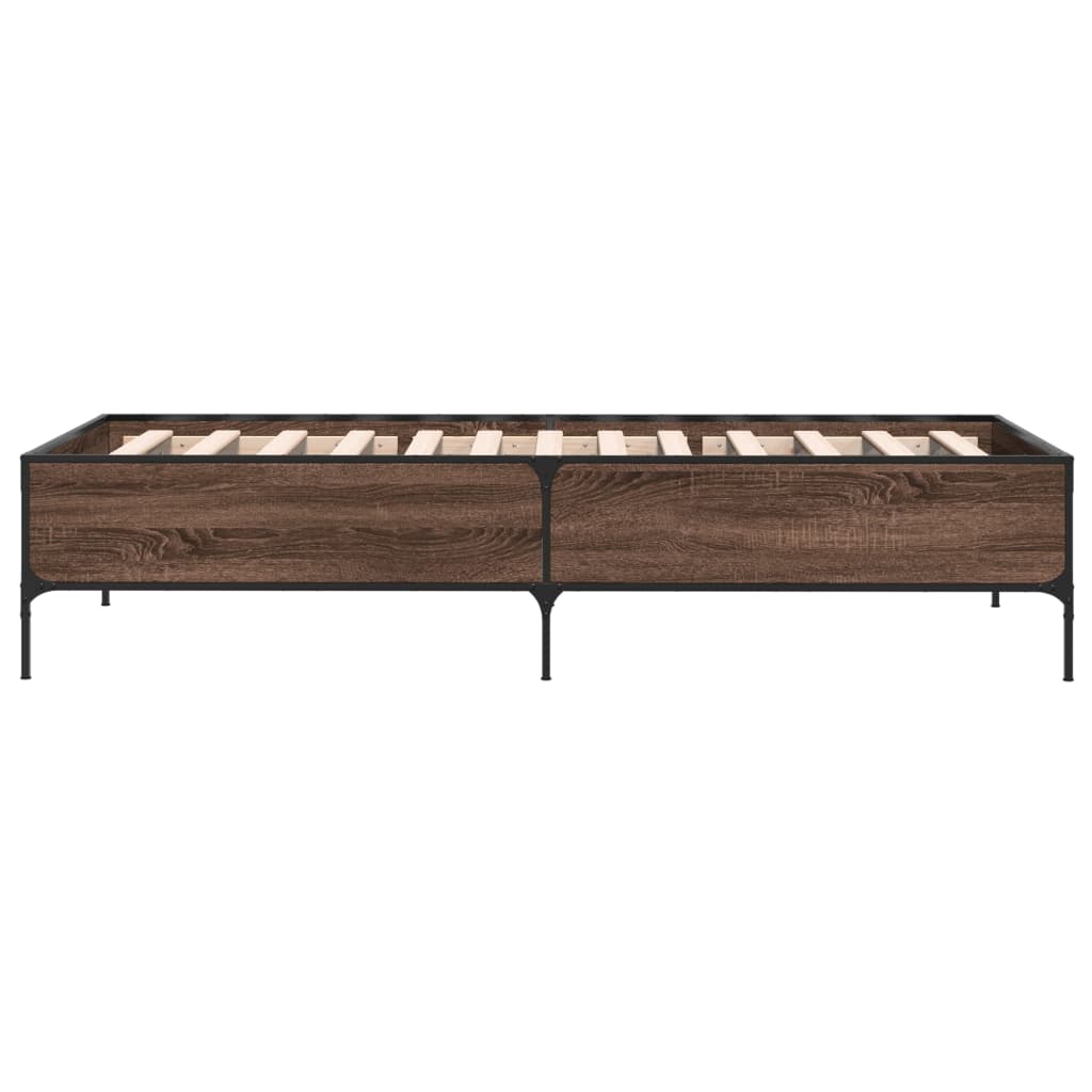 Okvir za krevet smeđi hrast 75x190 cm konstruirano drvo i metal