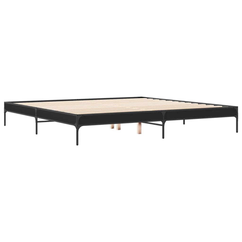 Okvir za krevet crni 200 x 200 cm konstruirano drvo i metal