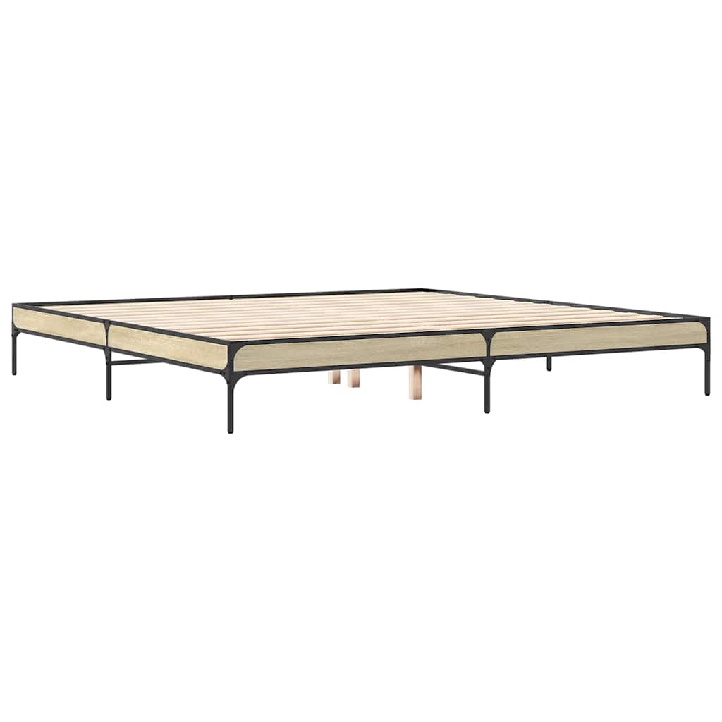 Okvir za krevet boja hrasta 200x200cm konstruirano drvo i metal