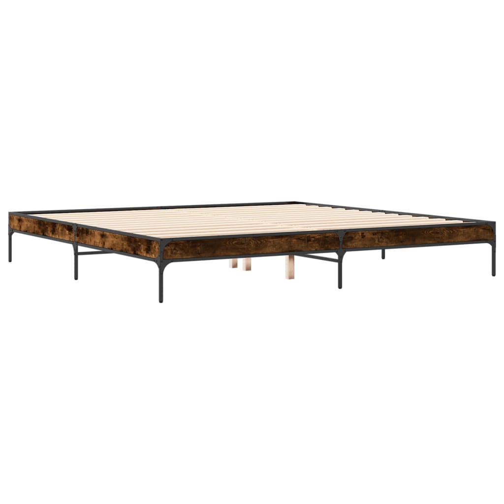 Okvir za krevet boja hrasta 200x200cm konstruirano drvo i metal