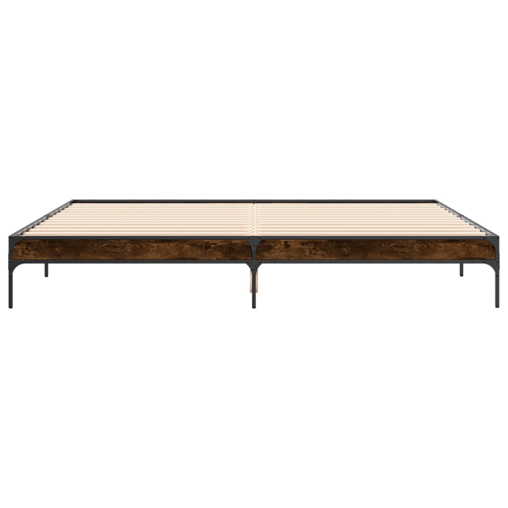 Okvir za krevet boja hrasta 200x200cm konstruirano drvo i metal