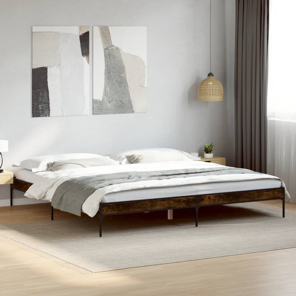 Okvir za krevet boja hrasta 200x200cm konstruirano drvo i metal
