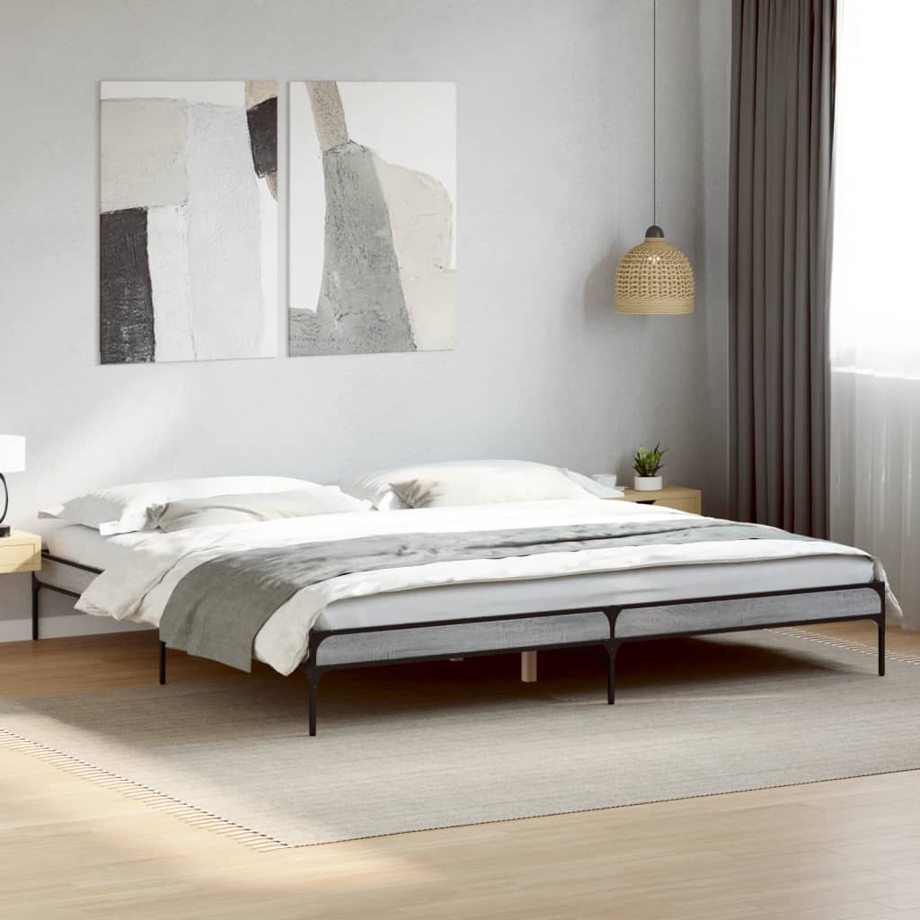 Okvir za krevet boja hrasta 200x200cm konstruirano drvo i metal