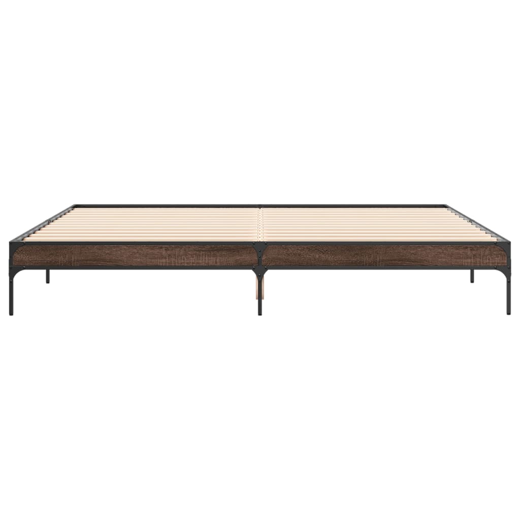 Okvir za krevet smeđi hrast 200x200cm konstruirano drvo i metal