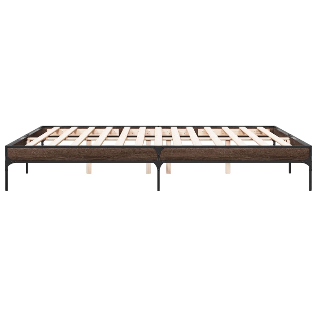Okvir za krevet smeđi hrast 200x200cm konstruirano drvo i metal