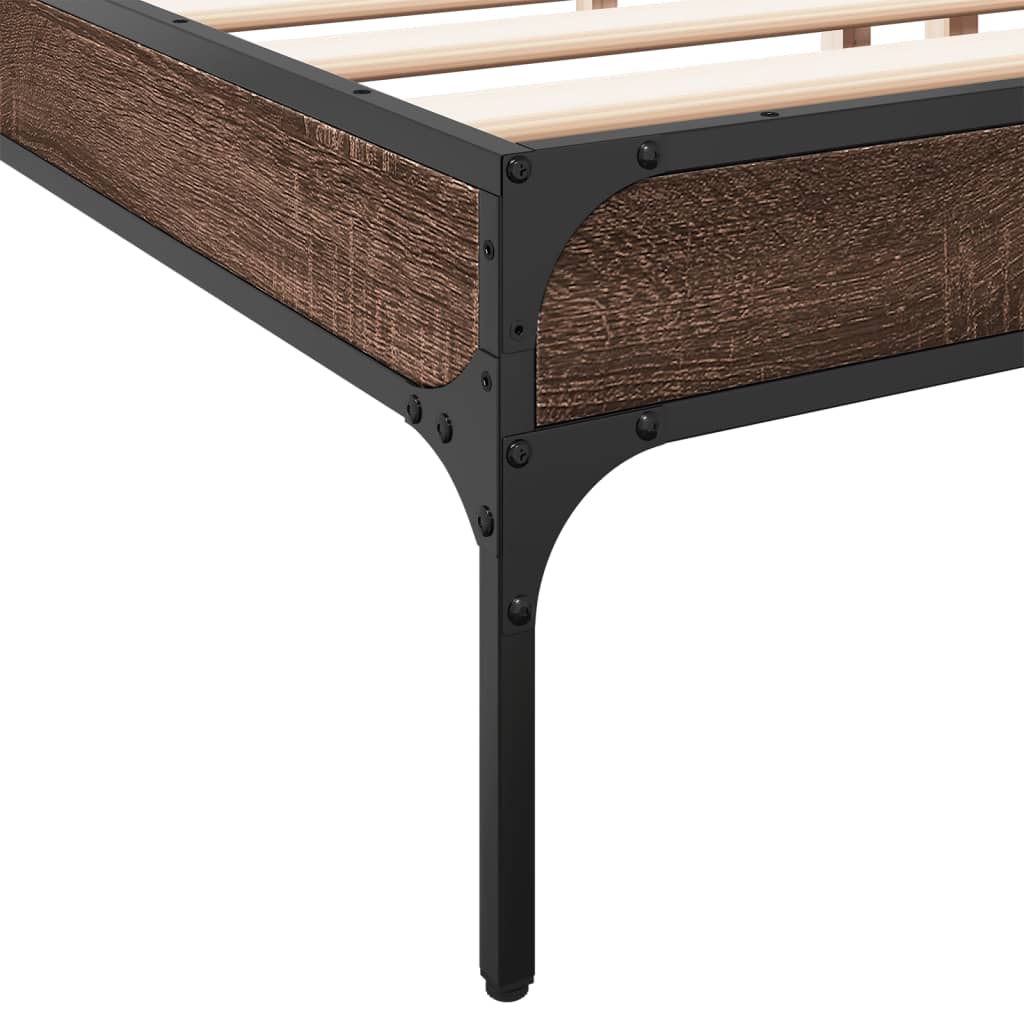 Okvir za krevet smeđi hrast 200x200cm konstruirano drvo i metal