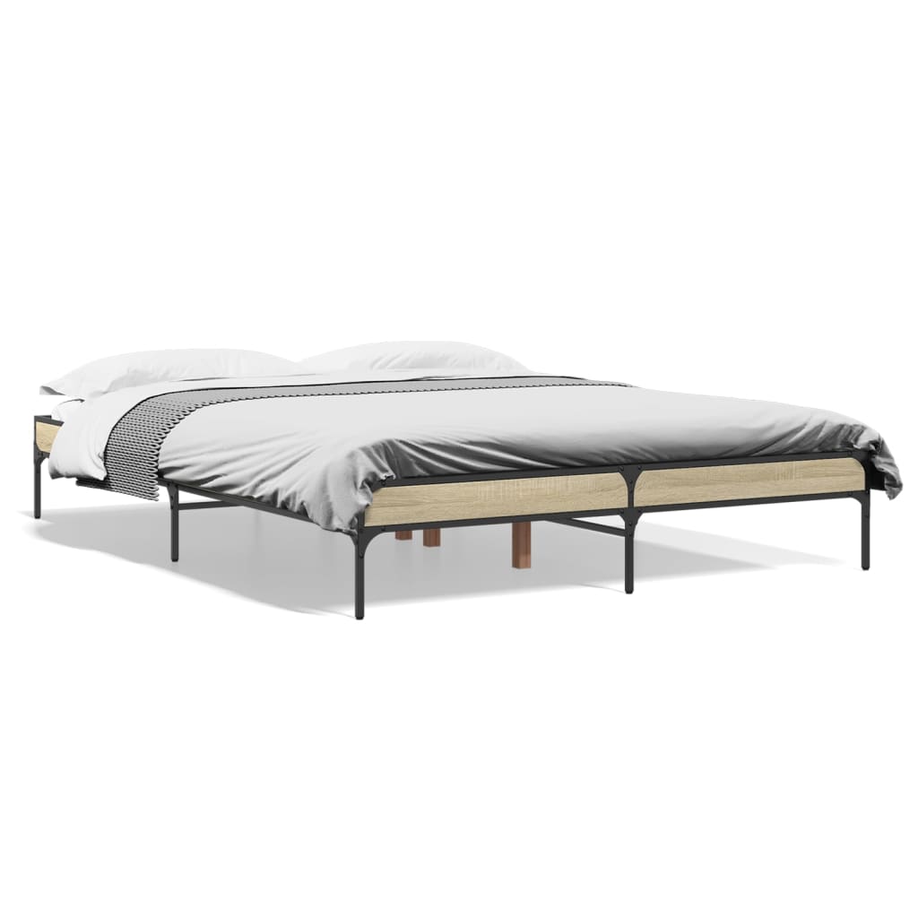 Okvir za krevet boja hrasta 160x200 cm konstruiran drvo i metal