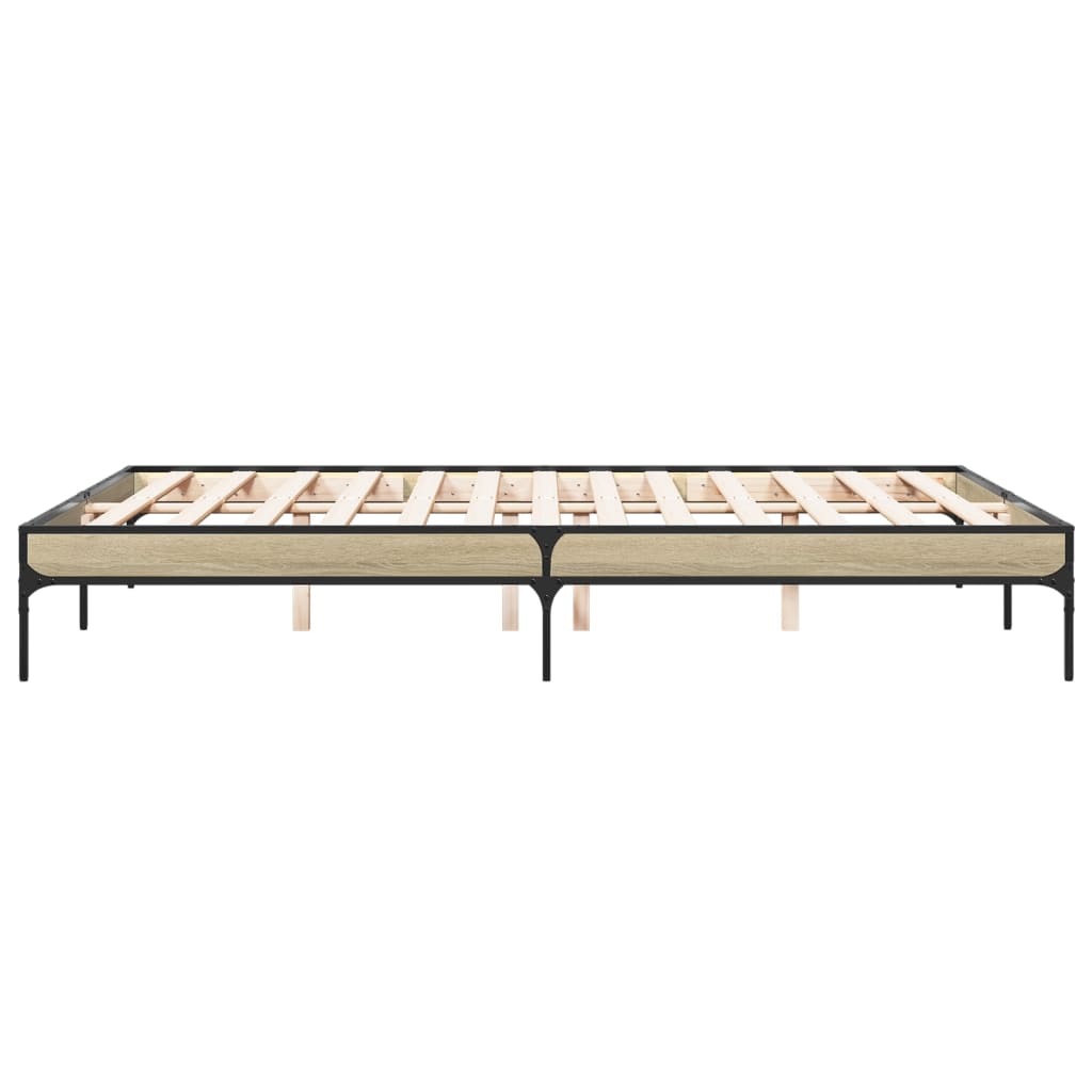 Okvir za krevet boja hrasta 160x200 cm konstruiran drvo i metal