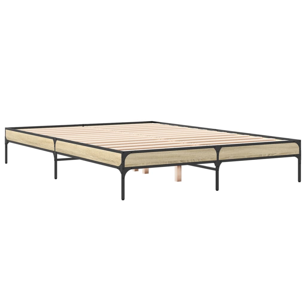 Okvir za krevet boja hrasta 160x200 cm konstruiran drvo i metal