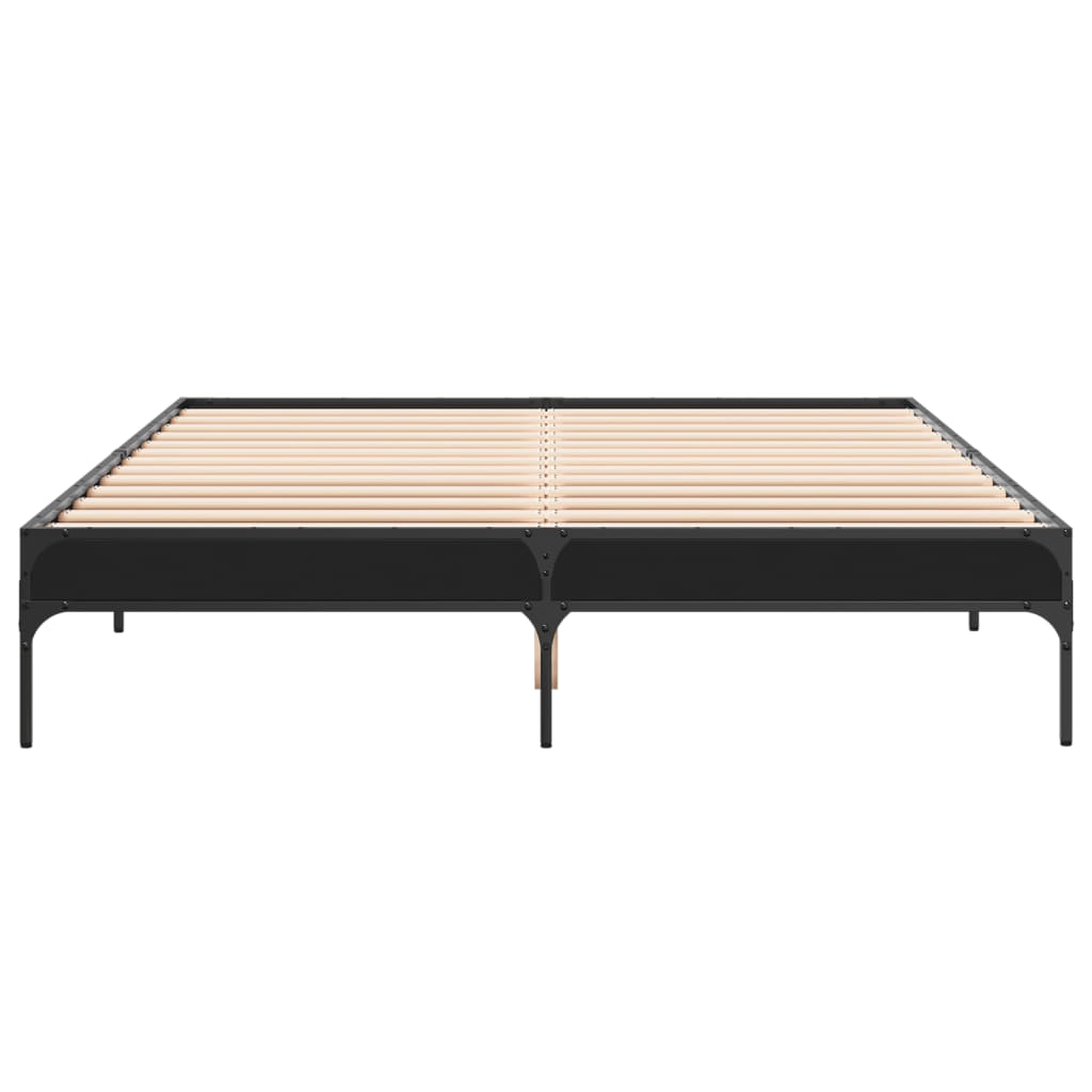 Okvir za krevet crni 150x200 cm konstruirano drvo i metal