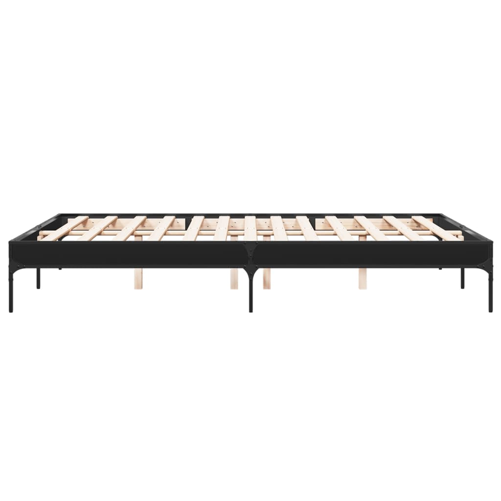 Okvir za krevet crni 150x200 cm konstruirano drvo i metal