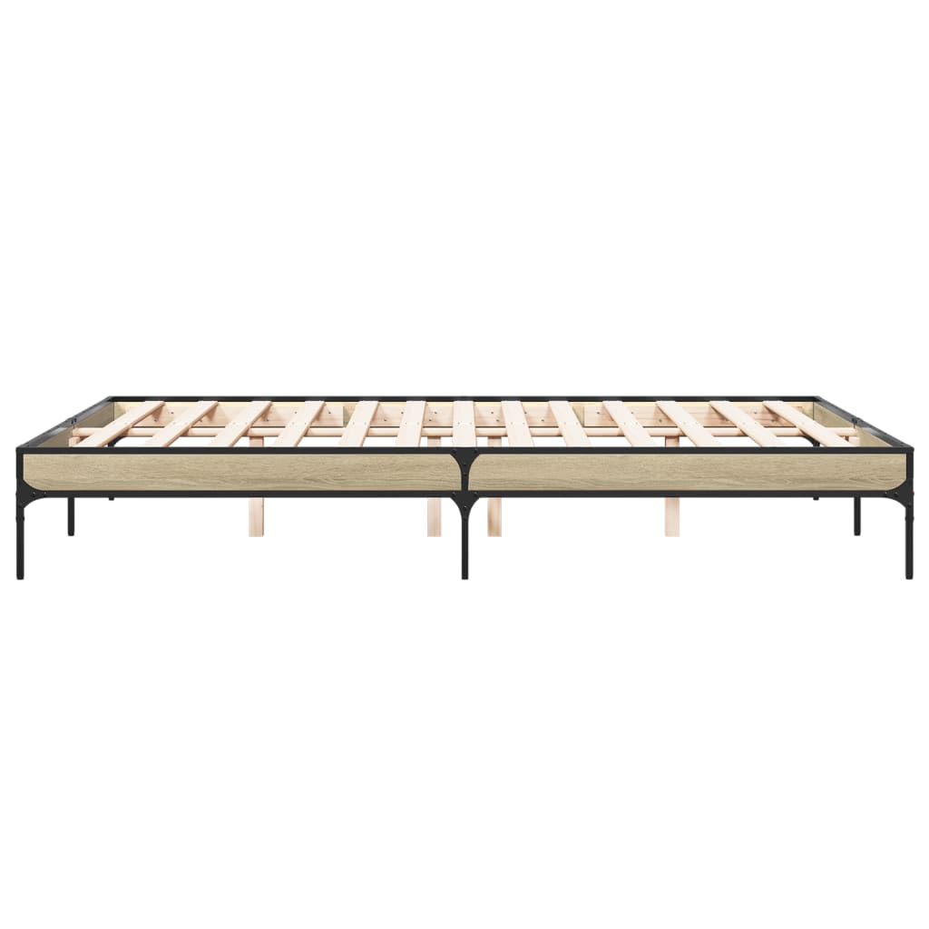 Okvir za krevet boja hrasta 150x200cm konstruirano drvo i metal