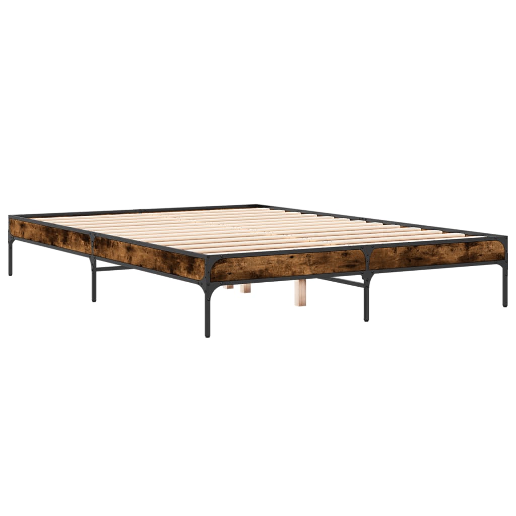 Okvir za krevet boja hrasta 150x200cm konstruirano drvo i metal