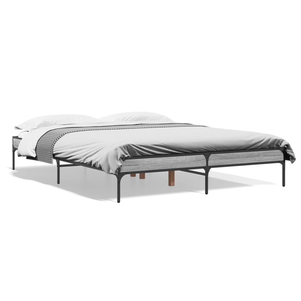 Okvir za krevet boja hrasta 150x200cm konstruirano drvo i metal